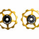 aluminium pulley set, for Colab chain tensioners, with sealed ball bearings.Gold