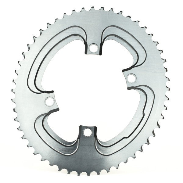 Absolute Black OVAL 110BCD 4 holes, 2X chainring, Silver Line