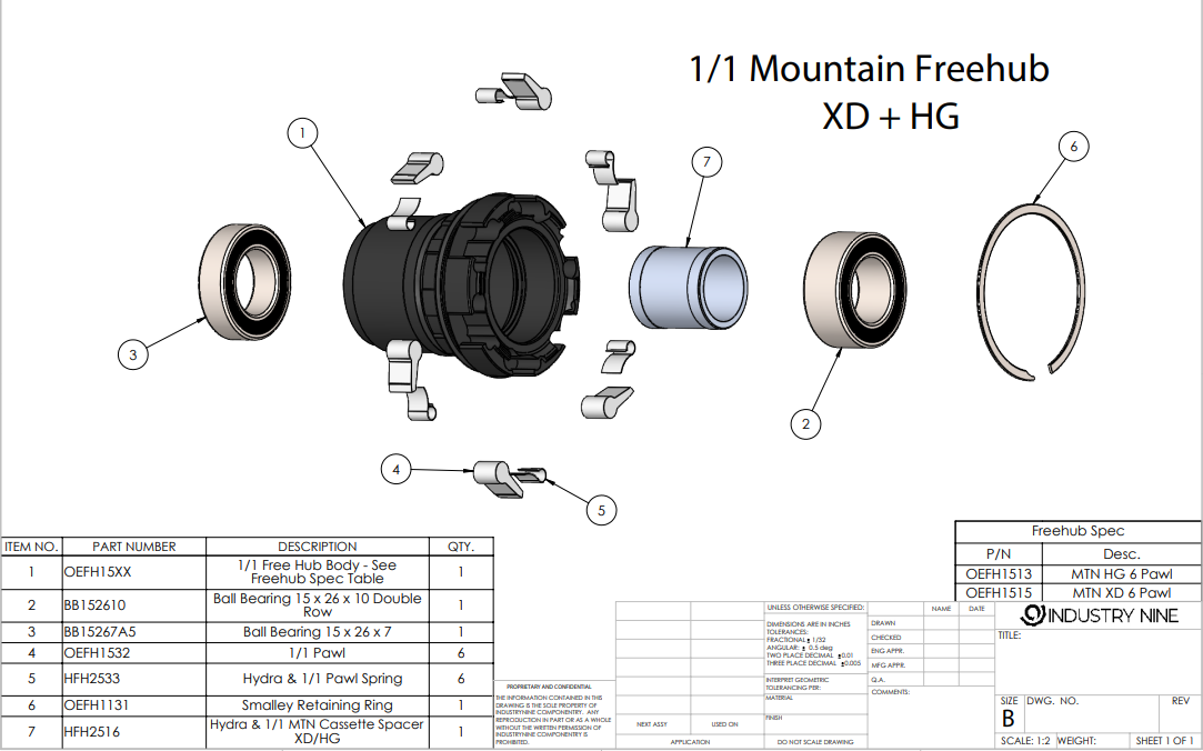 I9 1/1 driver & hub small parts