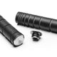 Poignées MTB en silicone noir absolu avec embouts de guidon en aluminium