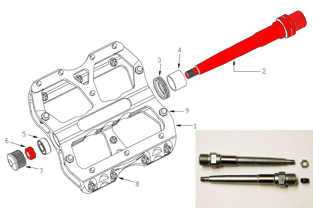 2xREVERSE Axle set for Escape Pedal