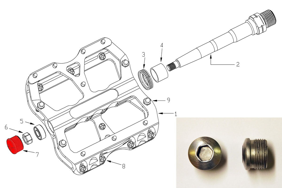 2xREVERSE Axle endcap for Escape Pedal